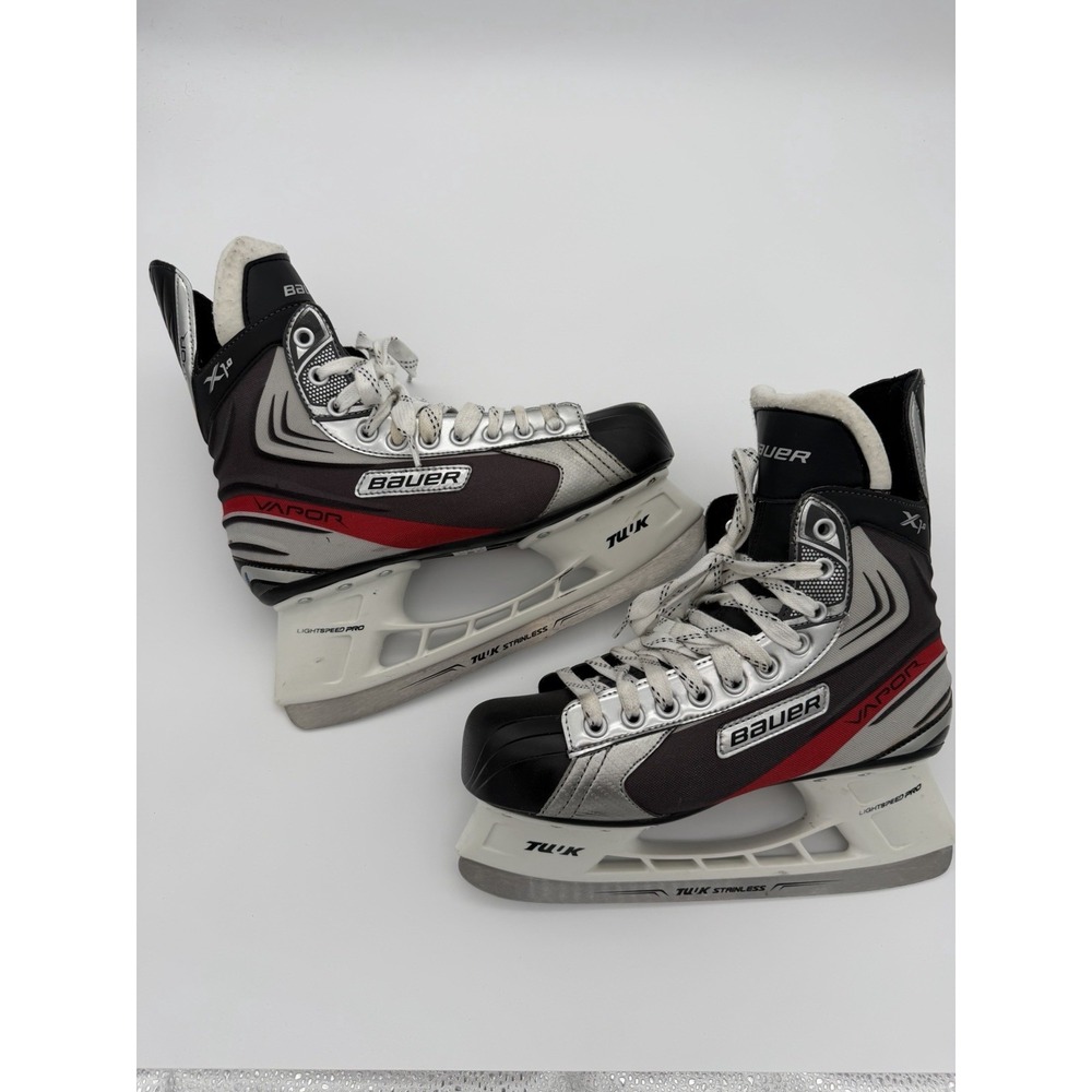 Bauer Vapor X1.0 Ice Hockey Skates Size 8R Gray/Red Lightspeed Pro Blades Used